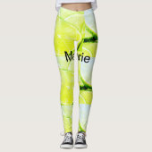 Simple yellow green lemon add name minimum custom leggings (Voorkant)
