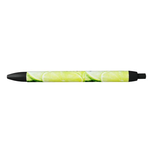 Simple yellow green lemon add name minimum custom zwarte inkt pen (Voorkant)