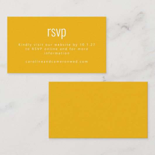 Simple Yellow Modern Typography Wedding RSVP Informatiekaartje (Voorkant / Achterkant)
