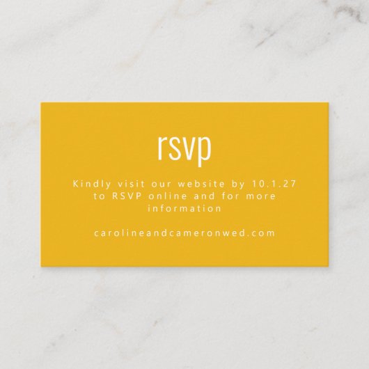 Simple Yellow Modern Typography Wedding RSVP Informatiekaartje (Voorkant)
