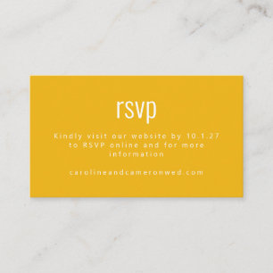 Simple Yellow Modern Typography Wedding RSVP Informatiekaartje