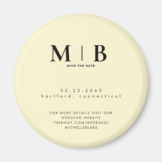 Simple Yellow Monogram Wedding Save the Date Magneet (Voorkant)