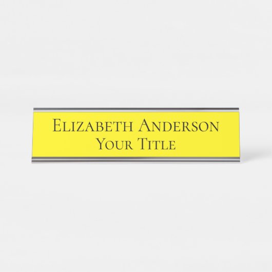 Simple Yellow Name Bord Bureau Naambordje (Voorkant)