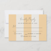 Simple Yellow OffWhite Cabana Stripes Wedding RSVP (Voorkant)