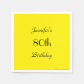 Simple Yellow Paper Napkins, 80th Birthday Party Servet (Voorkant)