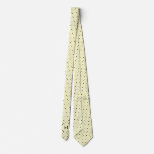 Simple Yellow Polka Dots Monogramed Stropdas (Achterkant)