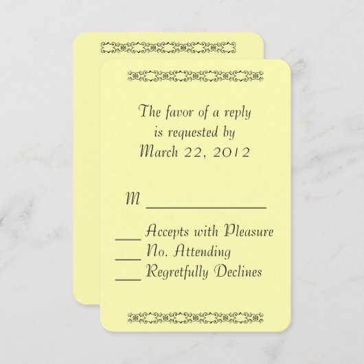 Simple Yellow RSVP (Voorkant / Achterkant)