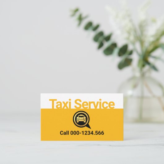 Simple Yellow Taxi Service Layer Visitekaartje (Staand voorkant)