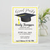 Simple Yellow Two Photo Graduparty Kaart (Staand voorkant)