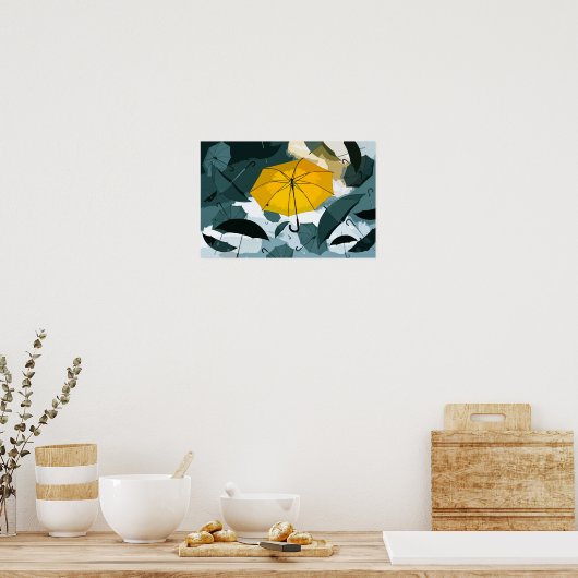 Simple Yellow Umbrella Artwork | POSTER (Keuken)