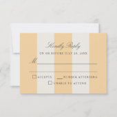 Simple Yellow White Cabana Stripes Wedding RSVP (Voorkant)