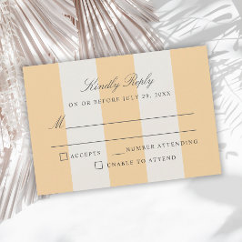 Simple Yellow White Cabana Stripes Wedding RSVP Kaartje