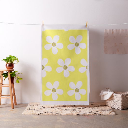 Simple Yellow White Daisy Gold Stof (Voorbeeld)