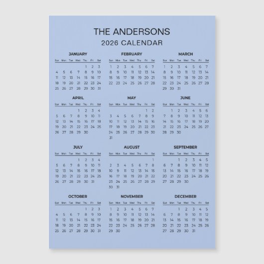 Simple Yet Elegant 2026 Calendar | Magnet (Voorkant)
