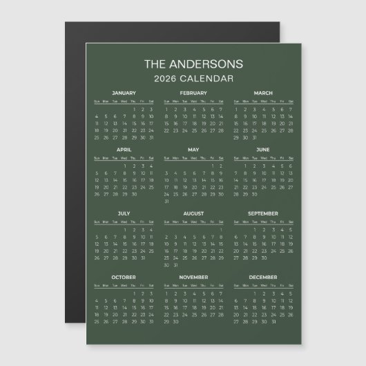 Simple Yet Elegant 2026 Calendar | Magnet (Voorkant / Achterkant)
