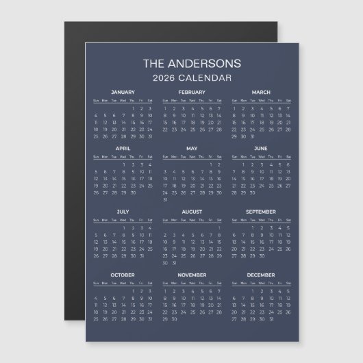 Simple Yet Elegant 2026 Calendar | Magnet (Voorkant / Achterkant)