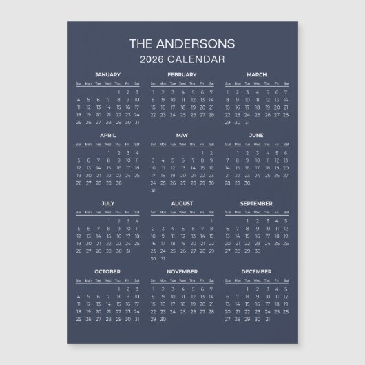 Simple Yet Elegant 2026 Calendar | Magnet (Voorkant)