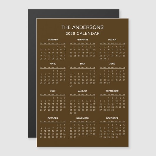 Simple Yet Elegant 2026 Calendar | Magnet (Voorkant / Achterkant)