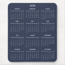 Simple Yet Elegant 2026 Calendar | Mousepad