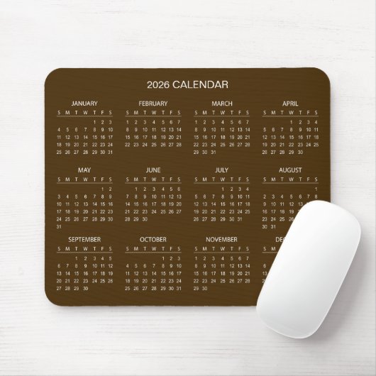 Simple Yet Elegant 2026 Calendar | Mousepad Muismat (Met muis)