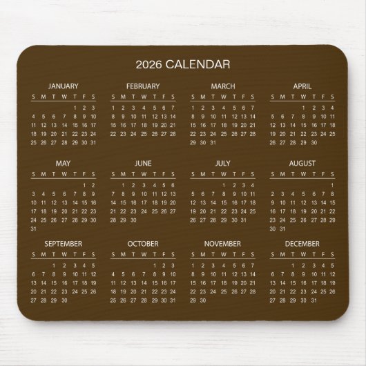 Simple Yet Elegant 2026 Calendar | Mousepad Muismat (Voorkant)