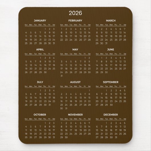 Simple Yet Elegant 2026 Calendar | Mousepad Muismat (Voorkant)