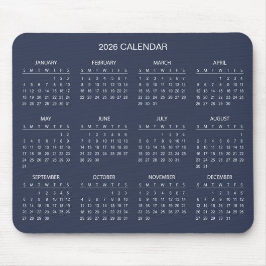Simple Yet Elegant 2026 Calendar | Mousepad Muismat (Voorkant)
