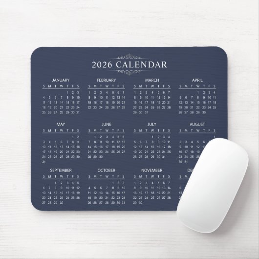 Simple Yet Elegant 2026 Calendar | Mousepad Muismat (Met muis)