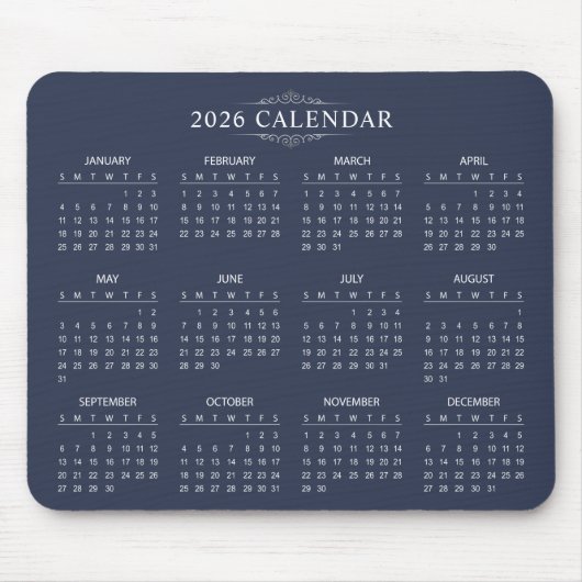 Simple Yet Elegant 2026 Calendar | Mousepad Muismat (Voorkant)