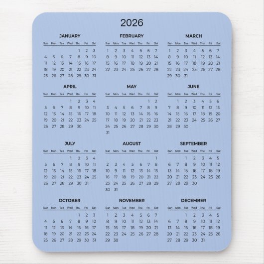 Simple Yet Elegant 2026 Calendar | Mousepad Muismat (Voorkant)