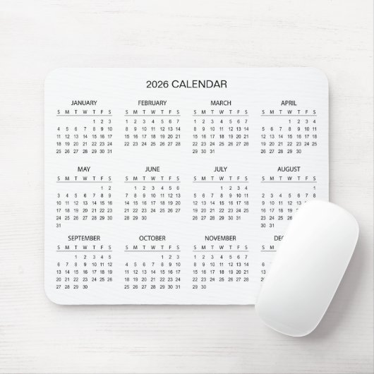 Simple Yet Elegant 2026 Calendar | Mousepad Muismat (Met muis)