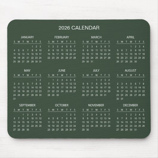Simple Yet Elegant 2026 Calendar | Mousepad Muismat (Voorkant)