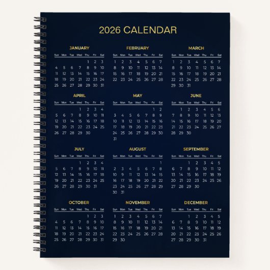 Simple Yet Elegant 2026 Calendar |  Notitieboek (Voorkant)