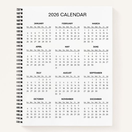 Simple Yet Elegant 2026 Calendar |  Notitieboek (Voorkant)