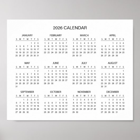 Simple Yet Elegant 2026 Calendar | Poster (Voorkant)