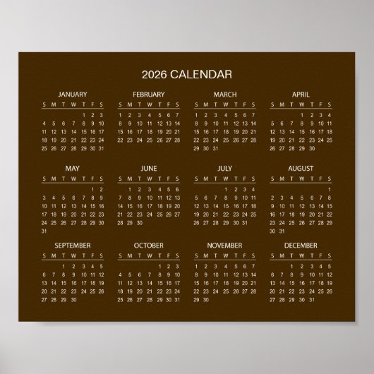 Simple Yet Elegant 2026 Calendar |  Poster (Voorkant)