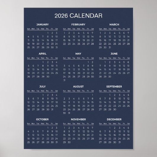 Simple Yet Elegant 2026 Calendar |  Poster (Voorkant)