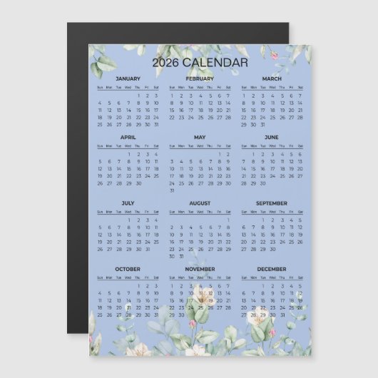 Simple Yet Elegant Floral 2026 Calendar  | Magnet (Voorkant / Achterkant)