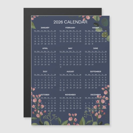 Simple Yet Elegant Floral 2026 Calendar  | Magnet (Voorkant / Achterkant)