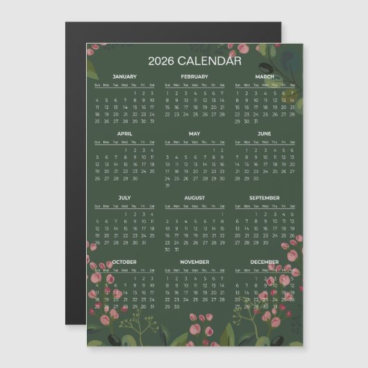 Simple Yet Elegant Floral 2026 Calendar | Magnet (Voorkant / Achterkant)
