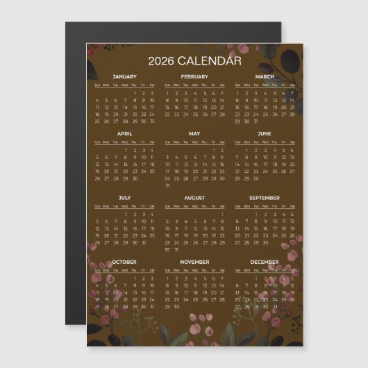 Simple Yet Elegant Floral 2026 Calendar | Magnet (Voorkant / Achterkant)