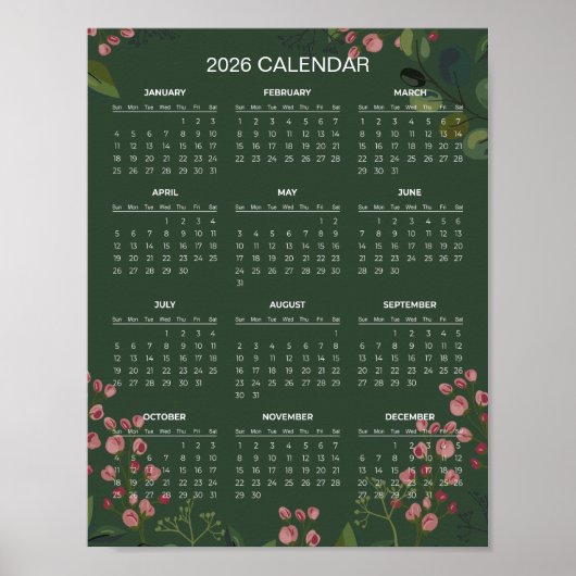 Simple Yet Elegant Floral 2026 Calendar |  Poster (Voorkant)