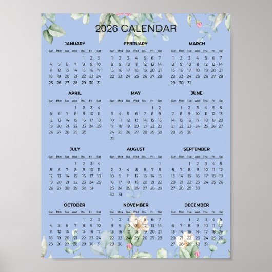 Simple Yet Elegant Floral 2026 Calendar  |  Poster (Voorkant)