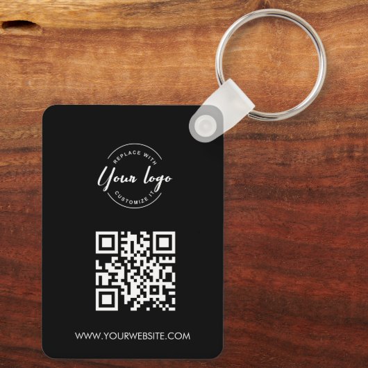Simple Your Logo QR code goes here Custom Sleutelhanger (Achterkant)