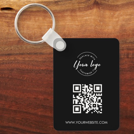Simple Your Logo QR code goes here Custom Sleutelhanger (Voorkant)