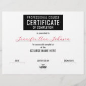 Simple Zwart Wit Certificaat van voltooiing Award (Voorkant)