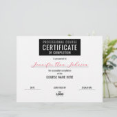 Simple Zwart Wit Certificaat van voltooiing Award (Staand voorkant)