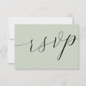 SimpleSage Green Calligraphy Wedding RSVP Kaartje (Voorkant)