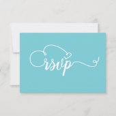 SimpleTeal en witte kalligrafie RSVP bruiloft (Voorkant)