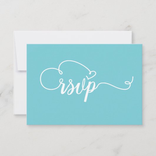 SimpleTeal en witte kalligrafie RSVP bruiloft Kaartje (Voorkant)